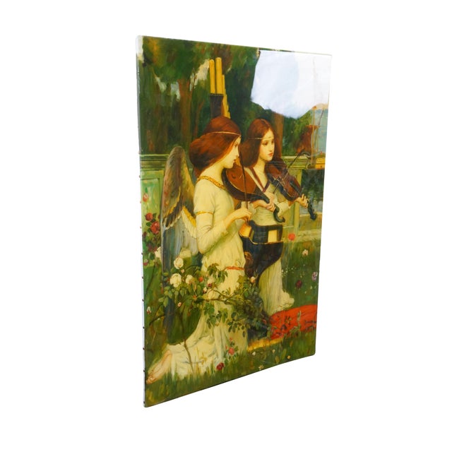 English Late 20th Century Angels Detail From Saint Cecilia Oil Painting After John William Waterhouse 36" For Sale - Image 3 of 10