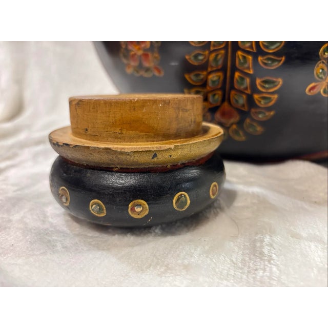 Mid 20th Century Extra Large Metal Mughal Style Black Hand-Painted Water Jug Vase, Rajasthan India For Sale - Image 10 of 12