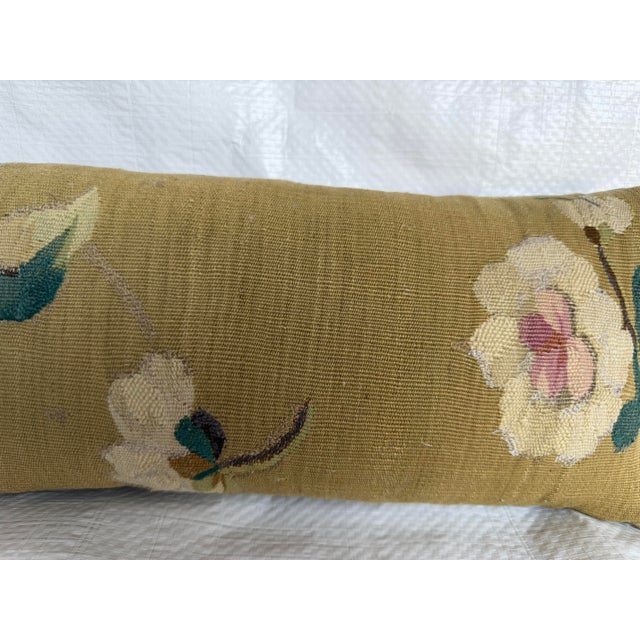 Mid 19th Century Circa 1850 Antique French Aubusson Floral Tapestry Pillow For Sale - Image 5 of 7