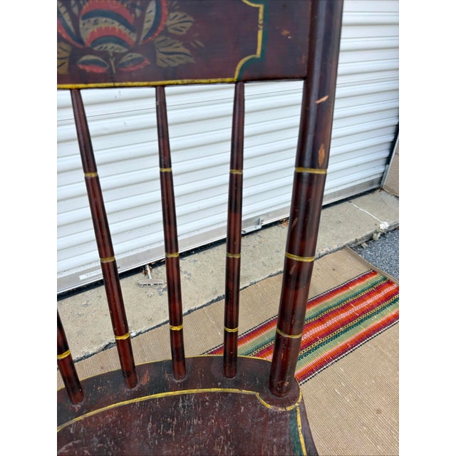 Antique Paint Decorated Pennsylvania Kitchen Windsor Side Chair, Circa 1850's For Sale - Image 9 of 18
