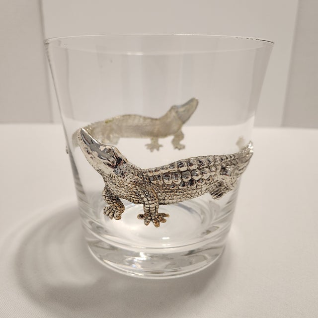 Vintage Mid-Century Style Alligator Glass Champagne Ice Bucket For Sale - Image 4 of 11