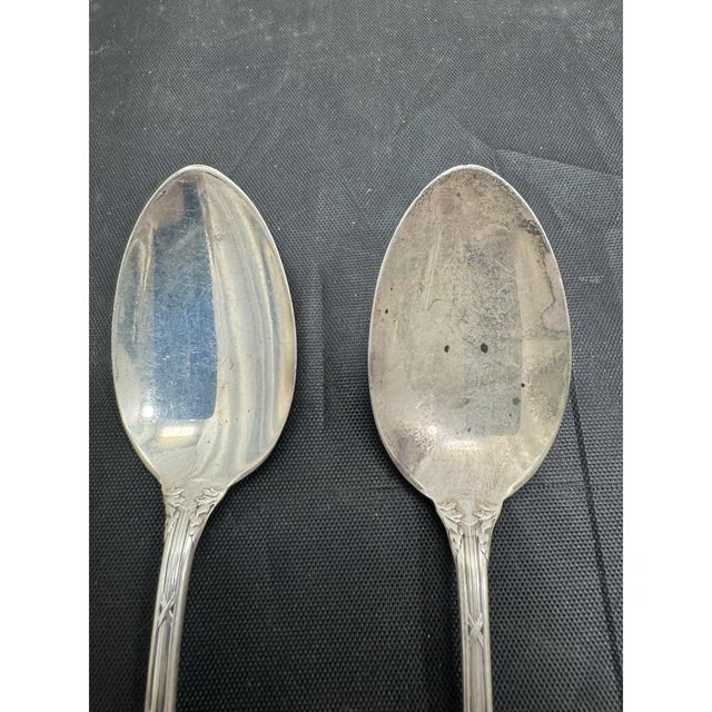 Pair Simpson Hall Miller Sterling Teaspoons 5.5" Jewel Pattern For Sale - Image 10 of 10