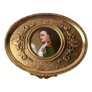 Gilt Bronze Box with Miniature of Napoleon Bonaparte, 1800s For Sale
