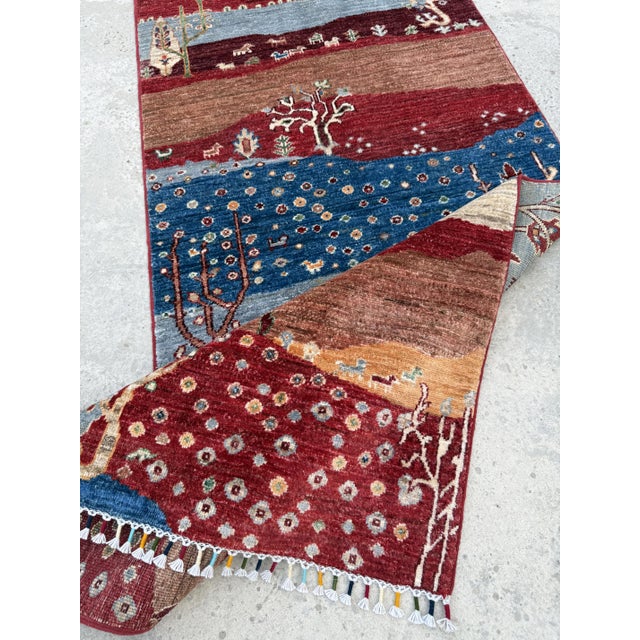 Burgundy Persian Style Gabbeh Rug Runner, 02'09 X 06'08 For Sale - Image 12 of 12