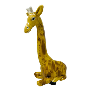 Vintage (1970's) Ceramic Giraffe Figurine | Hand-Painted Animal Decor | Mid-Century Sitting Giraffe Statue