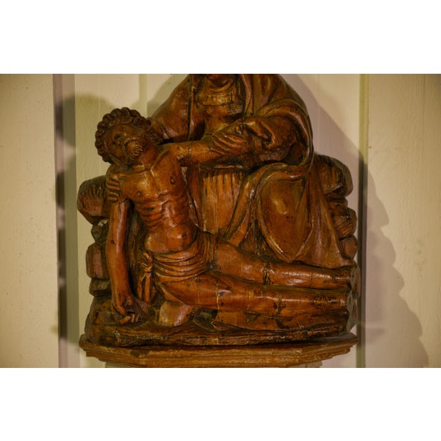 Wood 18th Century French Carved Oak Pietà For Sale - Image 7 of 8