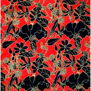 Vintage Modernist Floral Thai Silk Fabric- 4 Yards For Sale