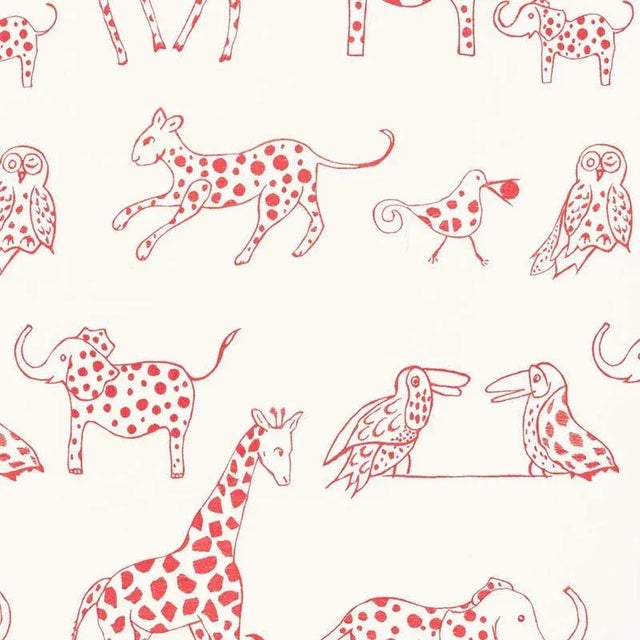 Sample - Schumacher Jungle Jubilee Fabric in Punch For Sale