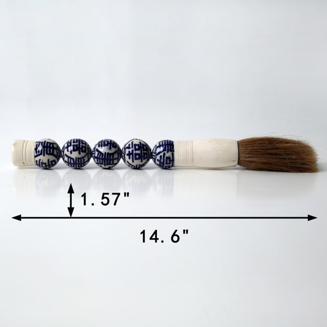 Traditional Contemporary Black & White Ceramic Ball Calligraphy Brush For Sale - Image 3 of 8