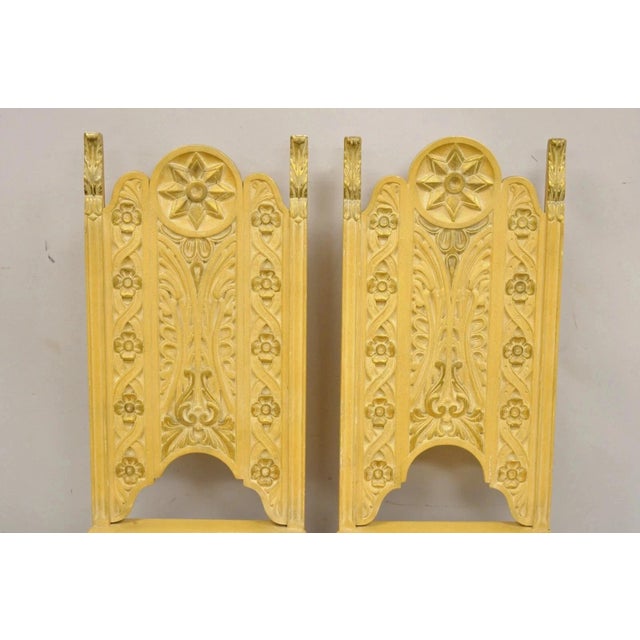 Beige Vintage Gothic Renaissance Painted Hall Altar Console Table Chair Set - 4 Pc Set For Sale - Image 8 of 16