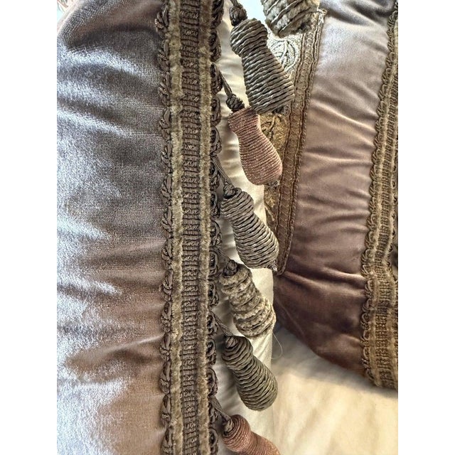 Gold Antique Metallic Embroidered Textile Pillows For Sale - Image 8 of 8