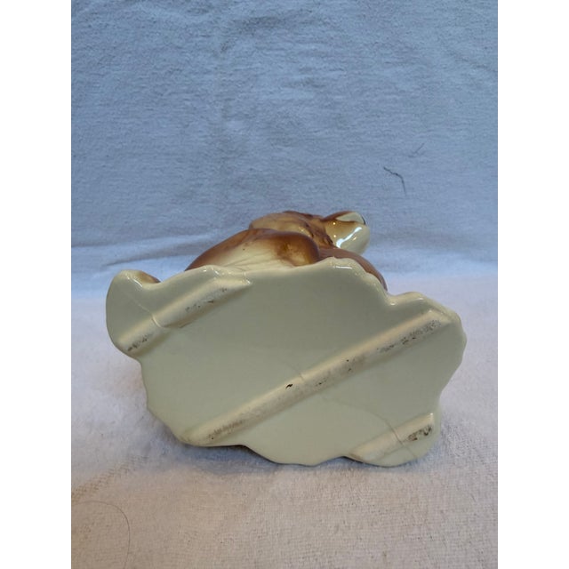 Cinnamon 1940s Porcelain Cocher Spaniel Planter For Sale - Image 8 of 11