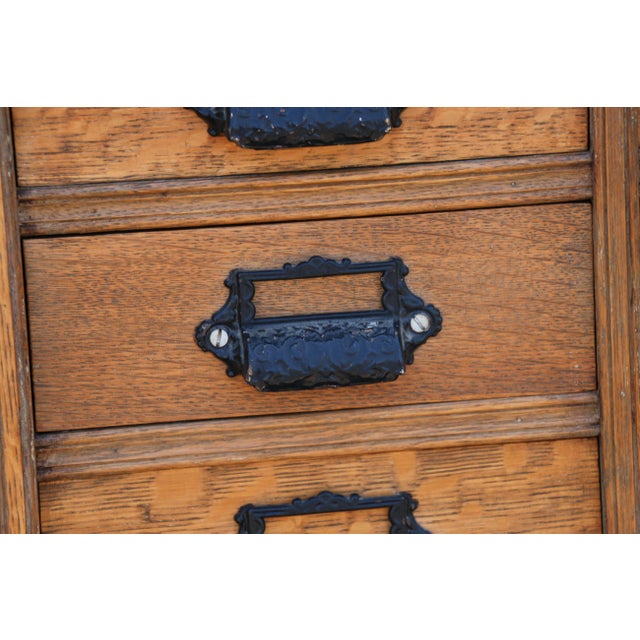 Antique 60-Drawer Solid Oak Apothecary Cabinet | Ventura County Workshop Cabinet For Sale - Image 10 of 18