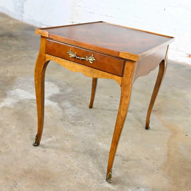 Vintage French Louis XV Style End Table With Brass Ormalu Details by Baker For Sale - Image 13 of 13