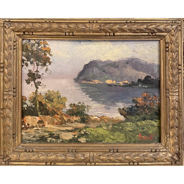 Moretti, Lake Landscape, 20th Century, Oil on Panel For Sale - Image 7 of 7