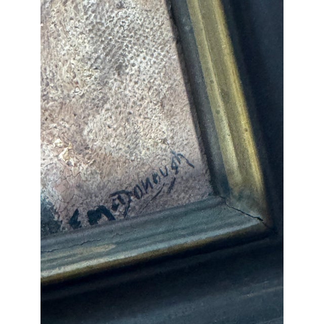 Rustic Mid 20th Century Southwest Pueblo Oil Painting With Kiva Ladders, Signed McDonough, Framed For Sale - Image 3 of 6