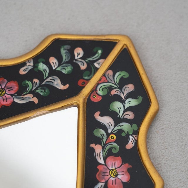 Mid-Century Peruvian Hand-Painted Wooden Wall Mirrors, 1960s, Set of 3 For Sale - Image 9 of 12
