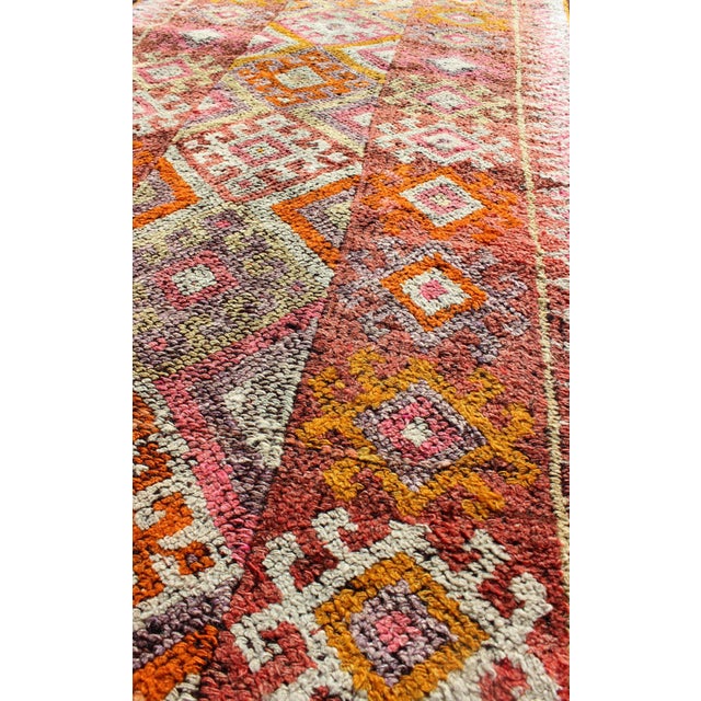 Mid 20th Century Tribal Turkish Runner With Colorful All-Over Diamond Design For Sale - Image 5 of 6
