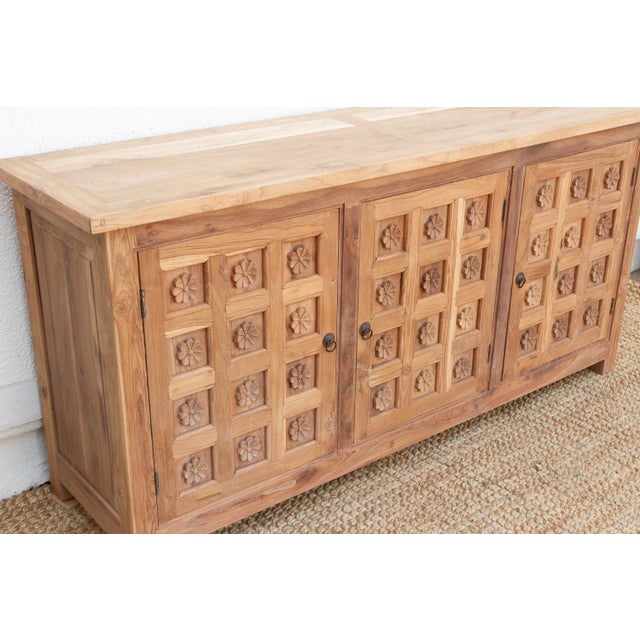 Reclaimed Teak Lotus Flower Sideboard For Sale - Image 4 of 11