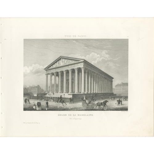 Paris Views: Arc de Triomphe, Madeleine, Tuileries, 1855, Prints, Set of 6 For Sale - Image 4 of 10