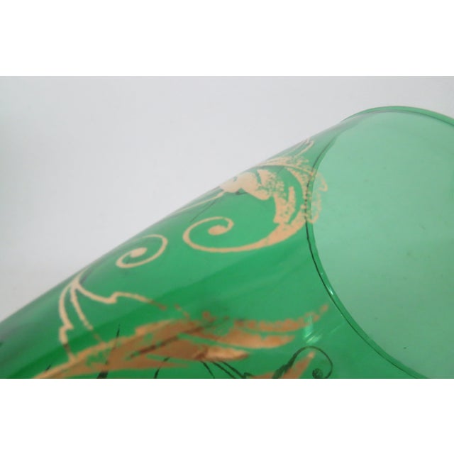 Mid Century Anchor Hocking Green Tumblers Gold Leaves Set of Eight 4603b For Sale - Image 10 of 14