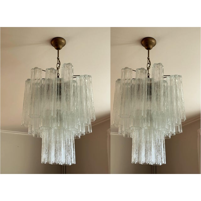 Classic Hallway Murano Chandeliers Tronchi in the style of Venini, Set of 2 For Sale - Image 9 of 9