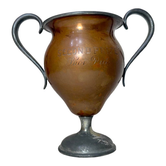 Antique 19th Century Hand Engraved Bronze Pewter Shot Put Award Trophy Urn Prize For Sale