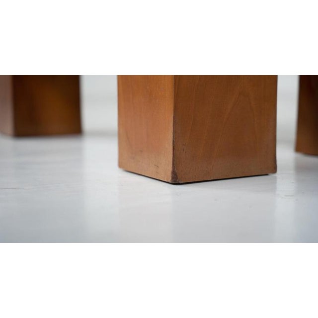 Mid-Century Modern Coffee Table, On the top clear Glass board Thick wood support with an aesthetic grid pattern Italy, 1960s