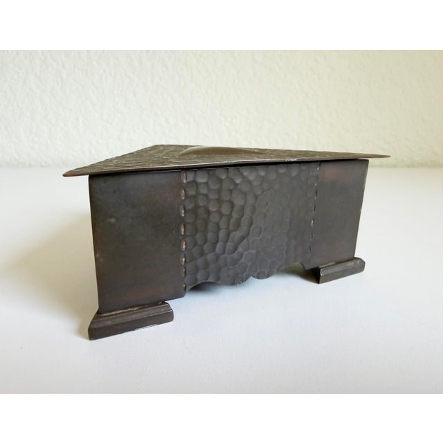 Early 1900s Hammered Bronze Triangle Box For Sale - Image 4 of 9