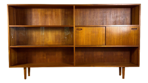Vintage Teak Bookcase with Glass Doors by Clausen & Son, Denmark, 1960s