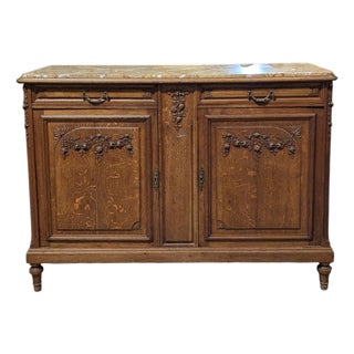 Early 20th-Century French Marble-Top Buffet, Guerin Paris Label For Sale