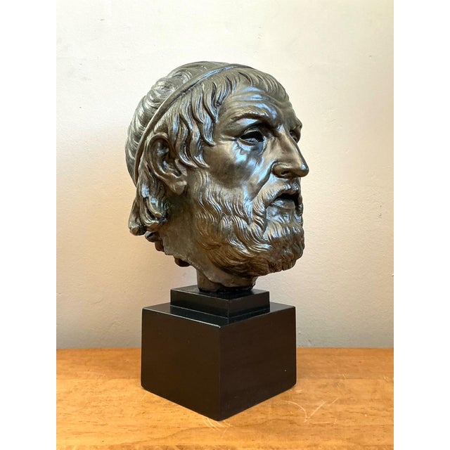 Vintage Bronze Classical Bust Sculpture of Sophocles For Sale - Image 15 of 18