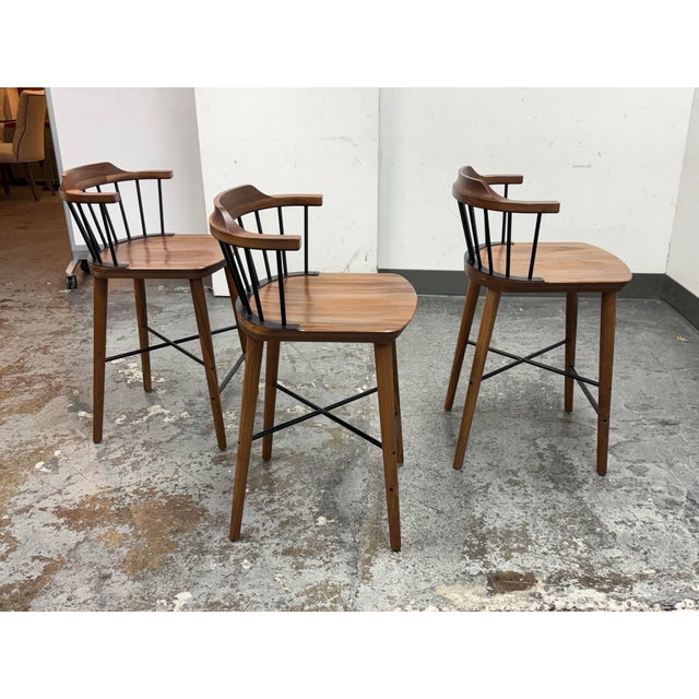 Crème for Stellar Works Exchange Bar Stools, Set of Three For Sale In San Francisco - Image 6 of 12