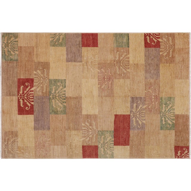 Modern Gabbeh Tan/Beige Wool Rug - 8'8'' X 11'5'' For Sale - Image 9 of 10
