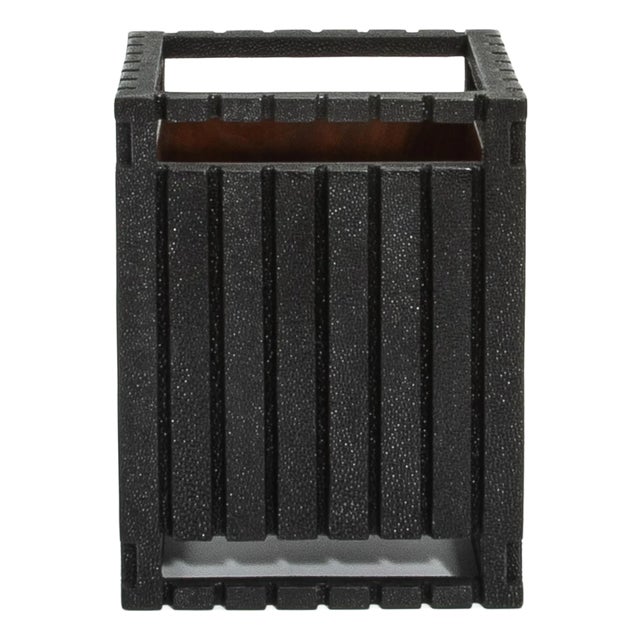 Waste Bin in Black Shagreen by R&y Augousti For Sale