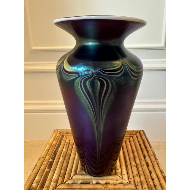 Lundberg Studios Vintage Lundberg Art Deco Style Art Glass Vase For Sale - Image 4 of 15