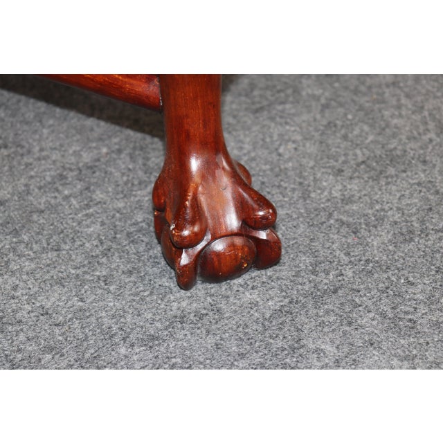 Pair Vintage Chinese Carved Mahogany and Marble Back Arm Chairs For Sale - Image 13 of 16