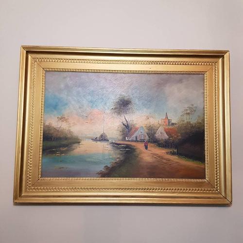 Dutch Scene, Oil on Wood, Framed For Sale - Image 5 of 10