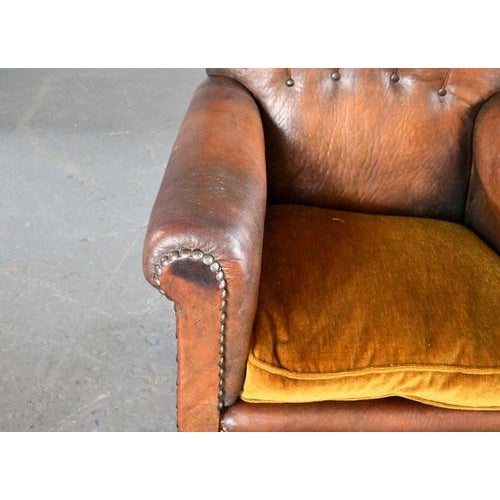 1920s Art Deco French Leather Armchairs 1920s, Set of 2 For Sale - Image 5 of 17