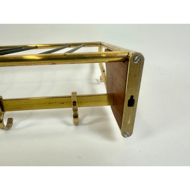 Wood Mid-Century Teak and Brass Coat Rack, 1950s For Sale - Image 7 of 18