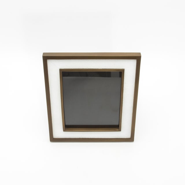 2020s Picture Frame 8x10” in White Shagreen With Brass Details by Kifu Paris For Sale - Image 5 of 11