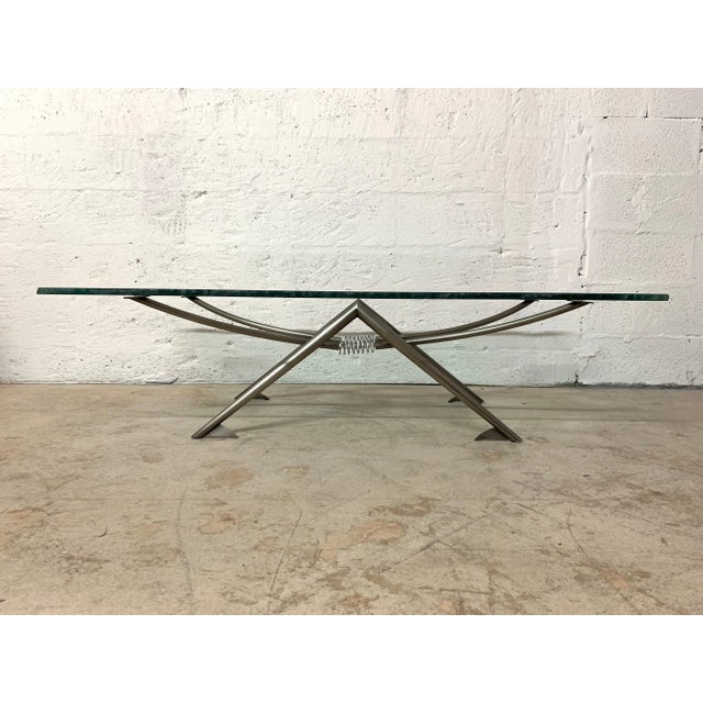 Postmodern Steel and Glass Coffee or Cocktail Table For Sale In Miami - Image 6 of 12