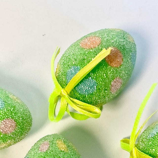 Ornamental & Decorative Materials 1980s Vintage Boho Chic Art Deco Beaded Polka Dot Easter Eggs - Set of 6. For Sale - Image 7 of 14