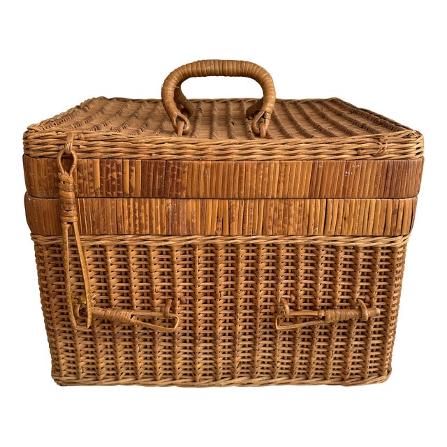 Antique French Rattan Trunk For Sale
