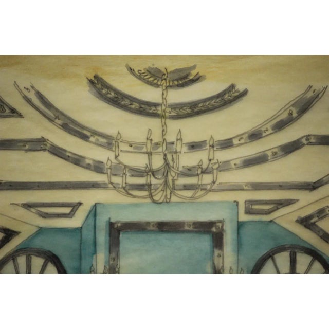 Elegant interior featuring columned walls with pairs of columns & a ornate ceiling with chandelier!