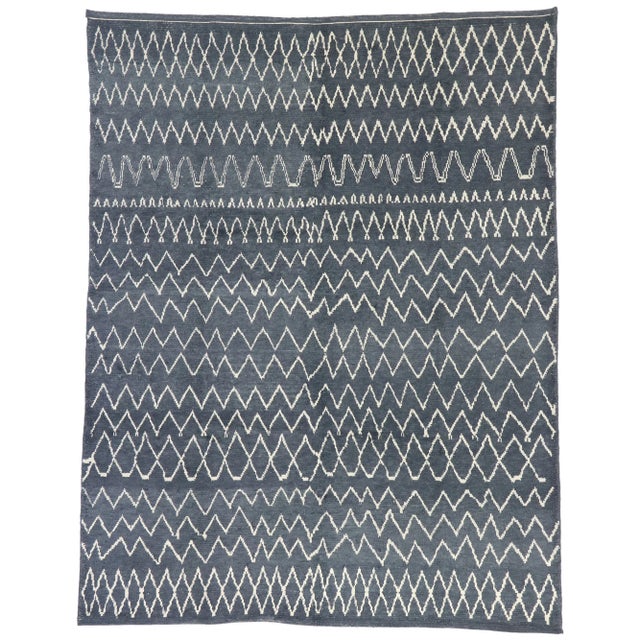 Steely Blue Moroccan Area Rug - 07'08 X 09'10 For Sale - Image 9 of 9