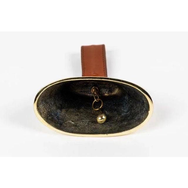 Gold Carl Auböck Brass and Leather Bell For Sale - Image 8 of 10