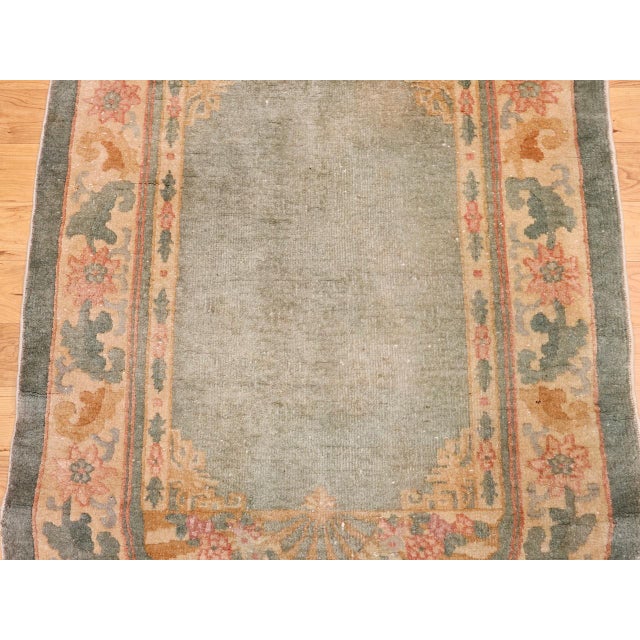 Antique Art Deco Chinese Area Rug, Wool on Cotton, Floral Design, Oval 3' x 5' For Sale - Image 4 of 9