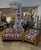 Textile Reupholstered MCM Oak Loveseat and Chair Set For Sale - Image 7 of 7