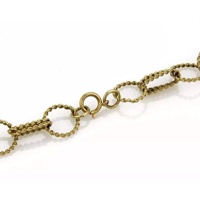 Balls & Twisted Wire 14k Yellow Gold Link Chain Necklace 35" For Sale - Image 4 of 4